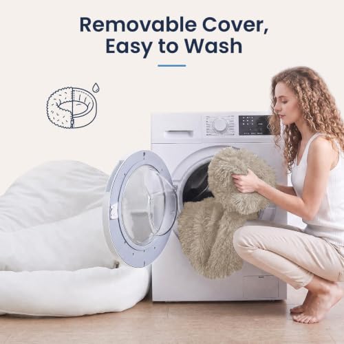 Washable Dog Bed Medium Size Dog (Cream Brown / 31.0"L x 31.0"W x 8.0"Th(Removable))