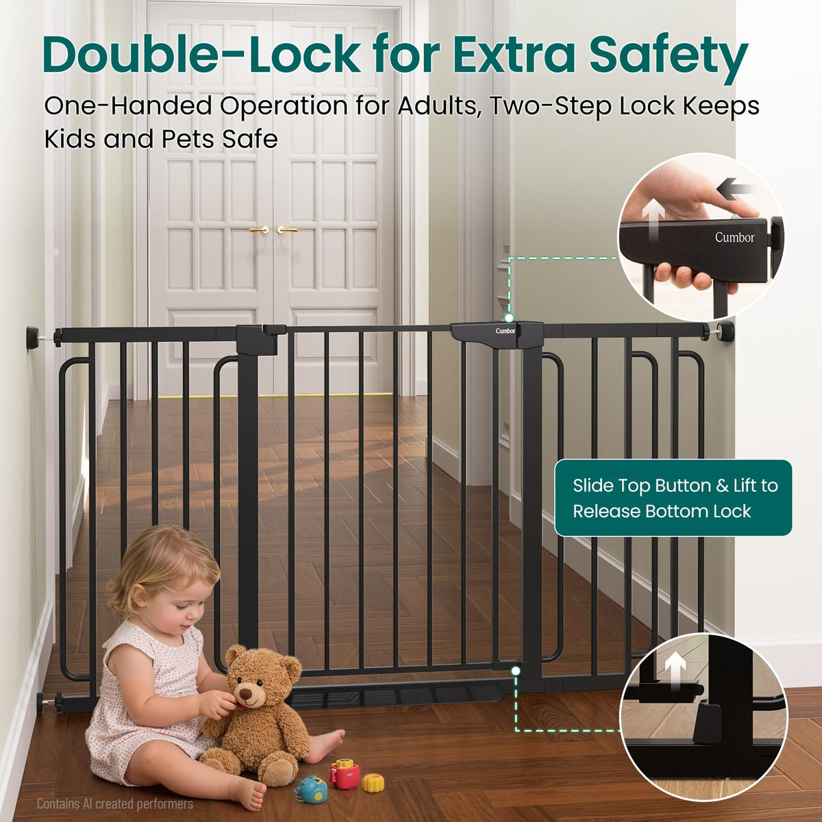 30.4 56.8" Extra Wide Baby Gate (Black / 30.4"-56.8" W x 30.5" H)