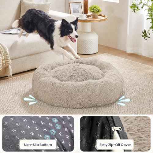 Washable Dog Beds Large Sized Dog (Cream Brown / 36.0"L x 36.0"W x 8.0"Th(Removable))