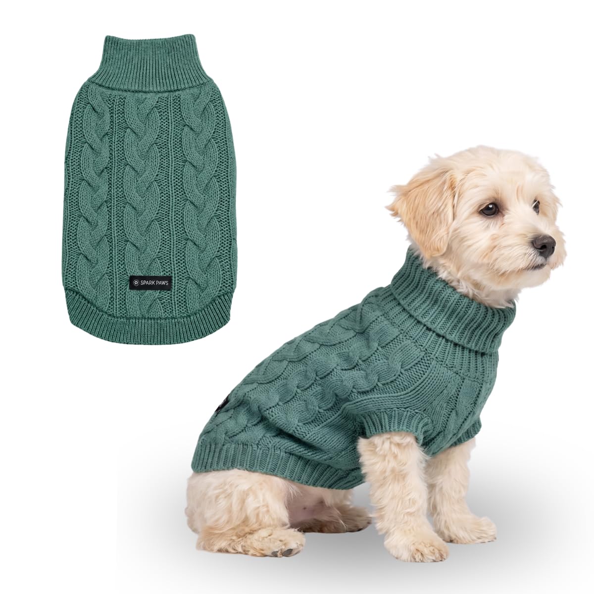 Knit Dog Sweater (Pine Green Cableknit / Small)