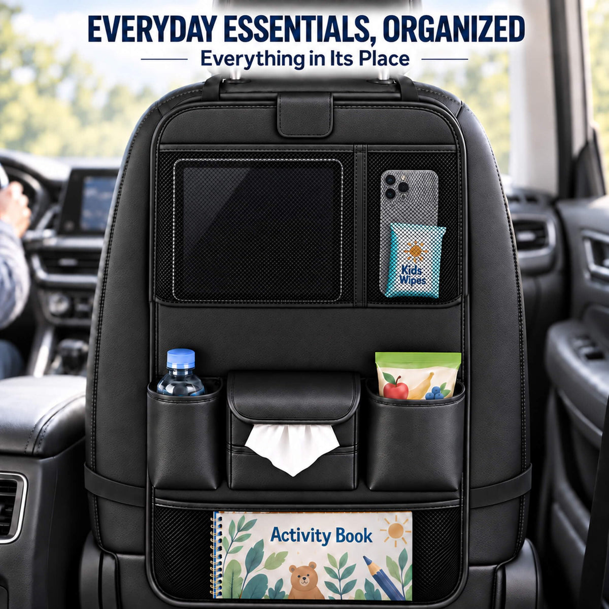 Backseat Car Organizer with Fold (Black)