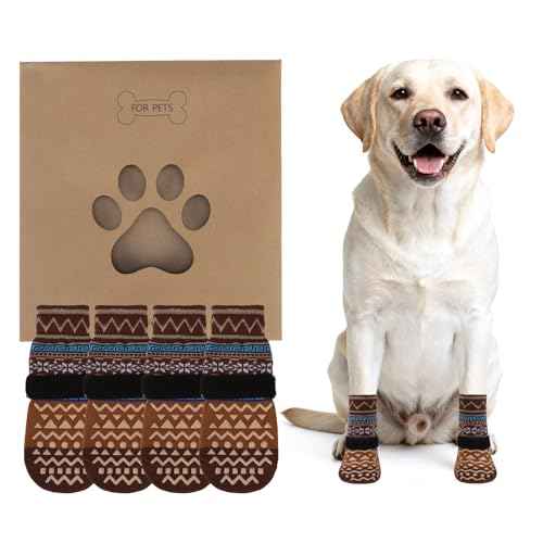 Dog Socks Shoes for Hot Pavement (Brown / X-Small(4 Pack))