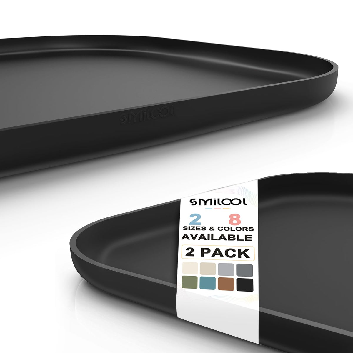 Waterproof Silicone Pet Food Mat with Raised Edge for Dog & Cat (19"L x 12"W / Black)