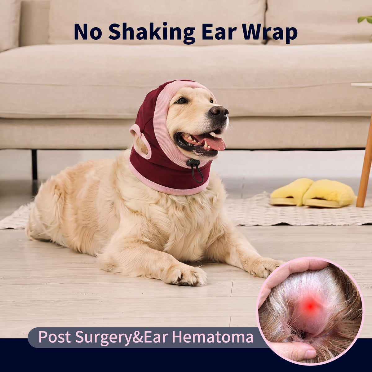 Dog Ear Muffs for Noise Protection No Shake Ear Wrap for Dogs (Red / Large)
