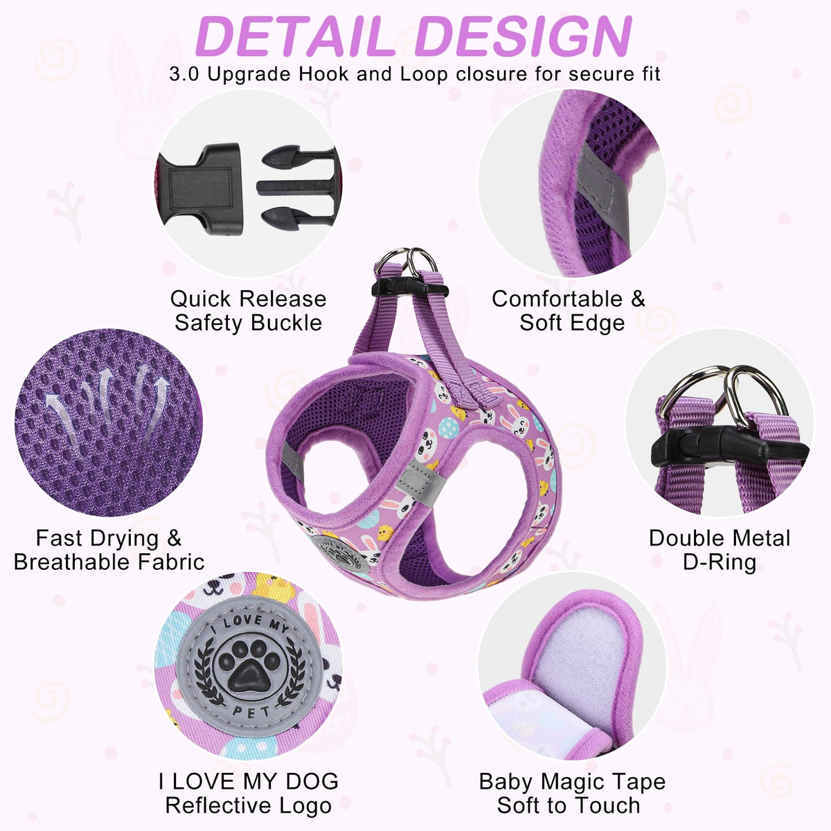 Small Dog Harness and Leash Set (Small(Chest Girth 14.5" - 16") / Colorful)