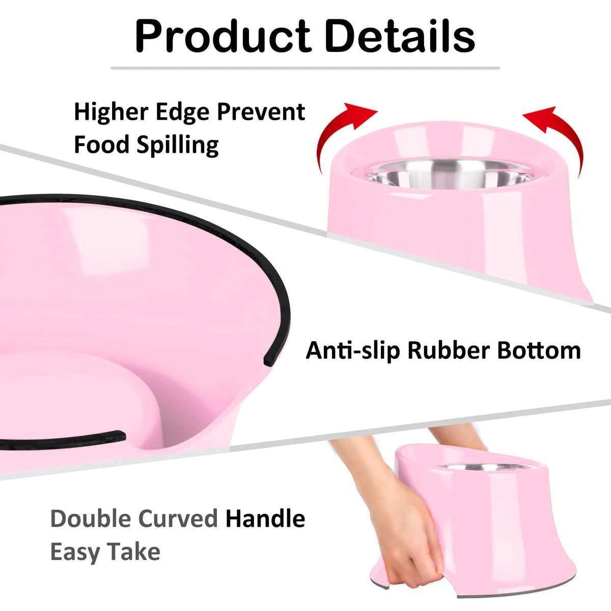 Tilted Elevated Dog Bowls Non (M/2 Cup / Pink)