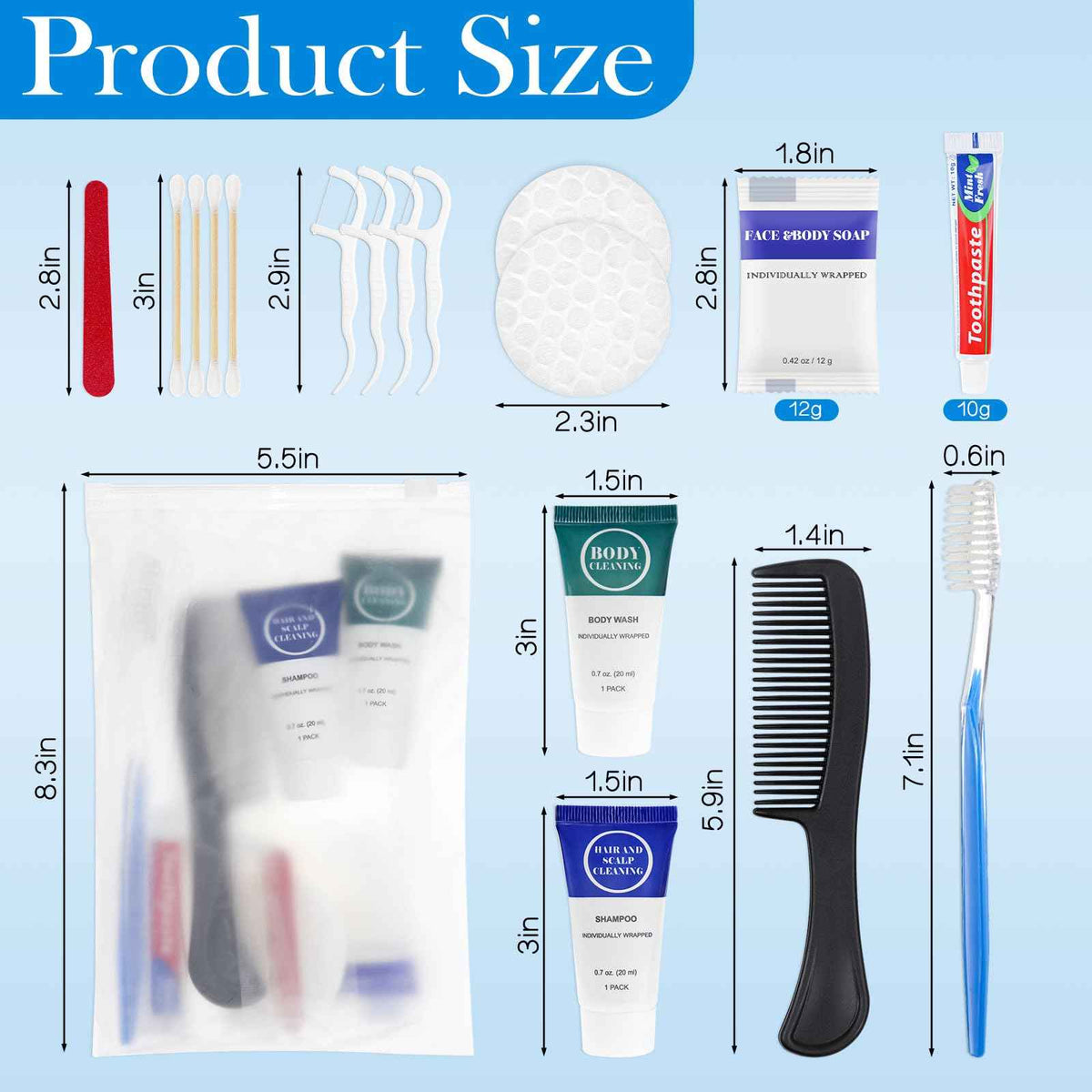 Toiletry Kits Travel Essentials Disposable Hygiene Bulk 8