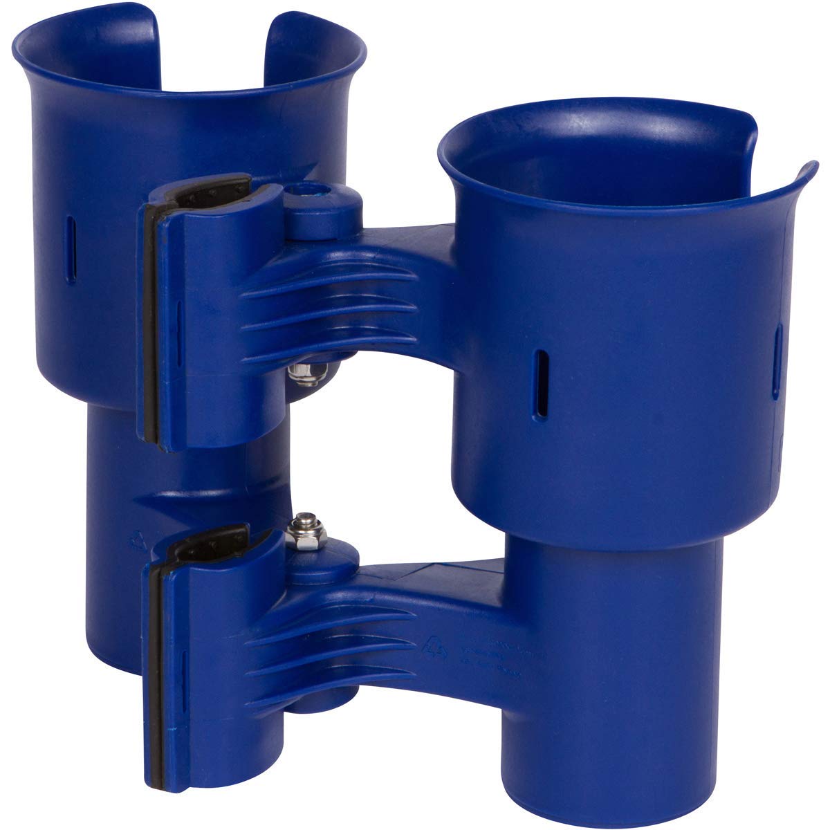 Navy), Patented Boat Cup Holder, Clamp on Portable Storage Caddy Securely Holds 2 Drinks, Fishing Poles, Tools, Marine Gear | Perfect for Boating, Beach Umbrellas, Golf Carts (Navy / Standard Spring)