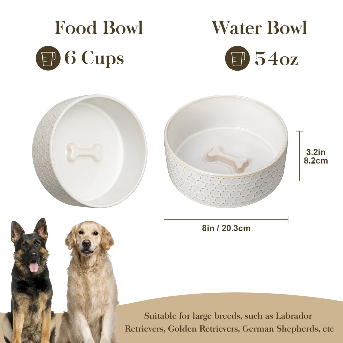 Ceramic Dog Food Bowl (Honeycomb / 6 Cups)