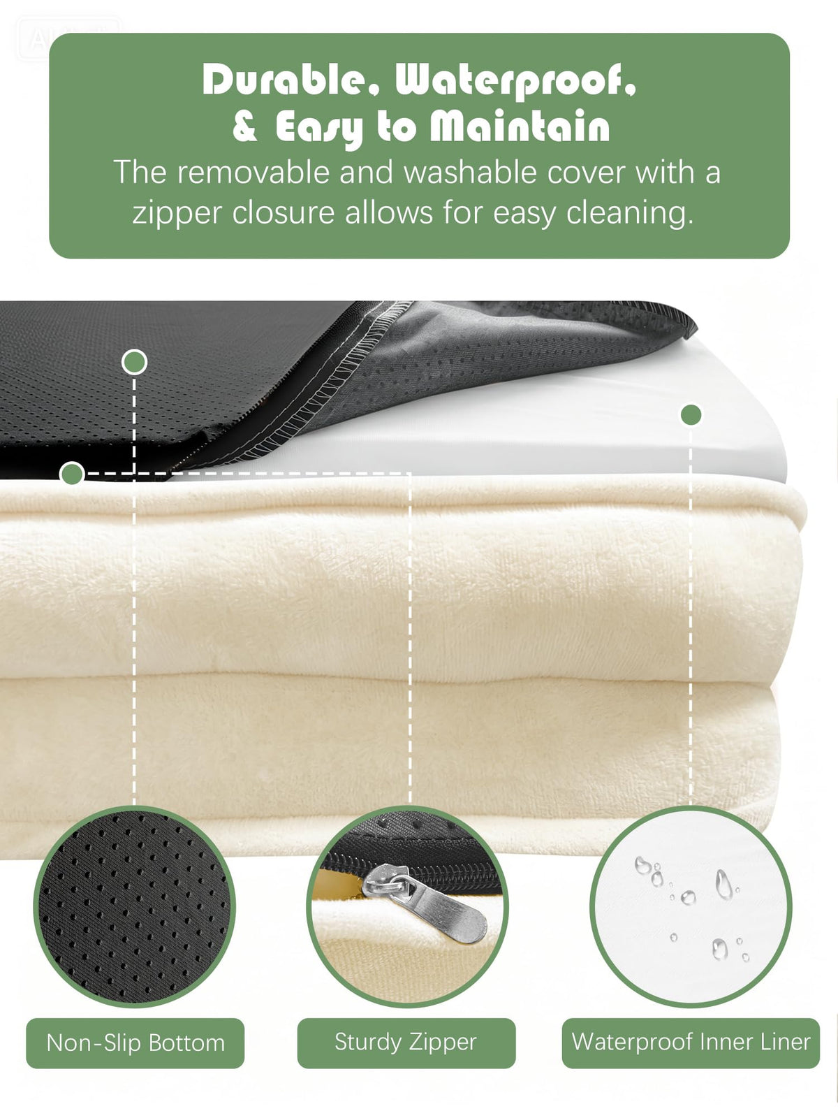 Orthopedic Dog Bed with Sides (38.0"L x 28.0"W x 6.5"Th / Ivory)