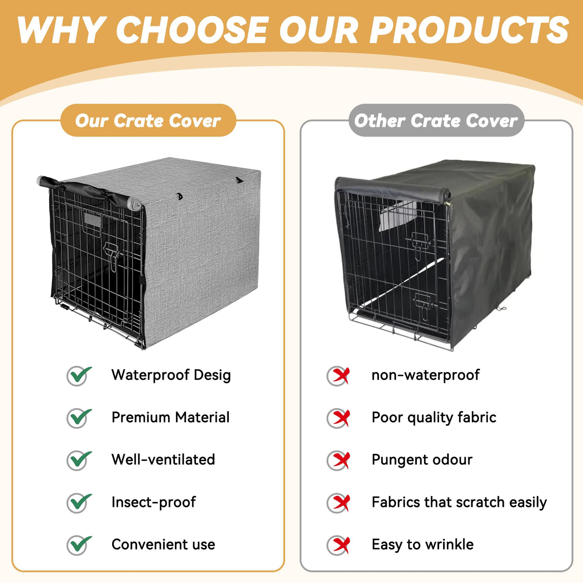 Dog Crate Cover (24.0"L x 18.0"W x 19.3"H / Grey)