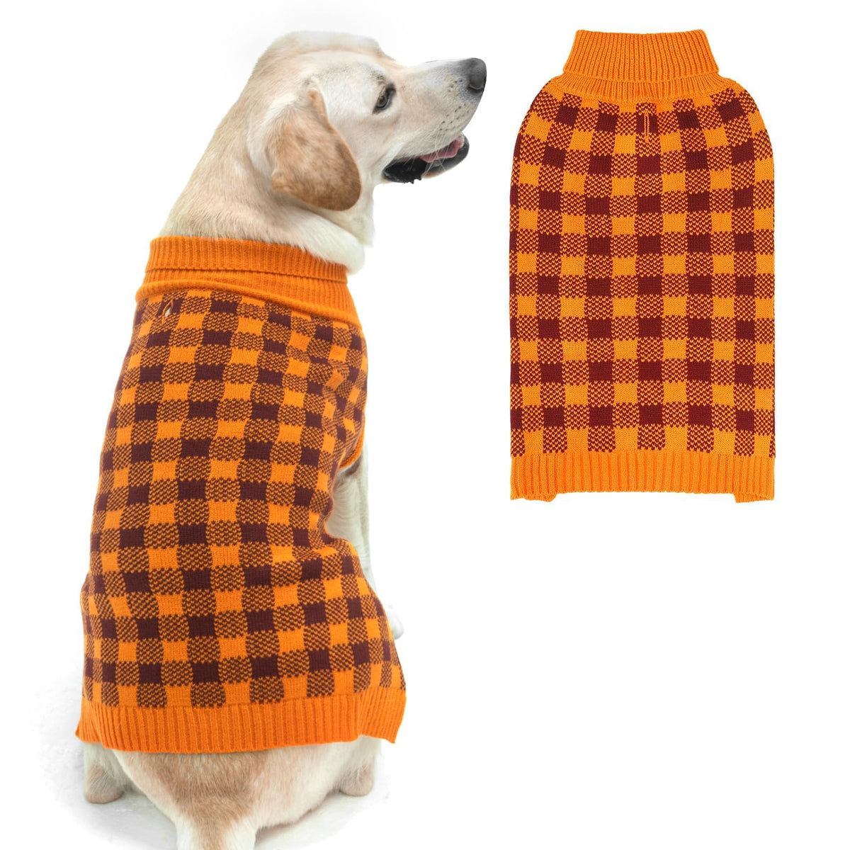 Dog Sweaters for Large Medium Small Dogs (L - Chest 28", Back 20" / Orange)
