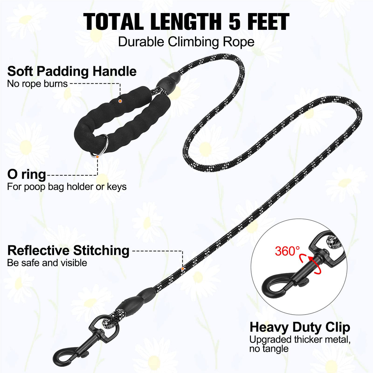 Small Dog Harness and Leash Set (Small(Chest Girth 14.5" - 16") / Black Rose)