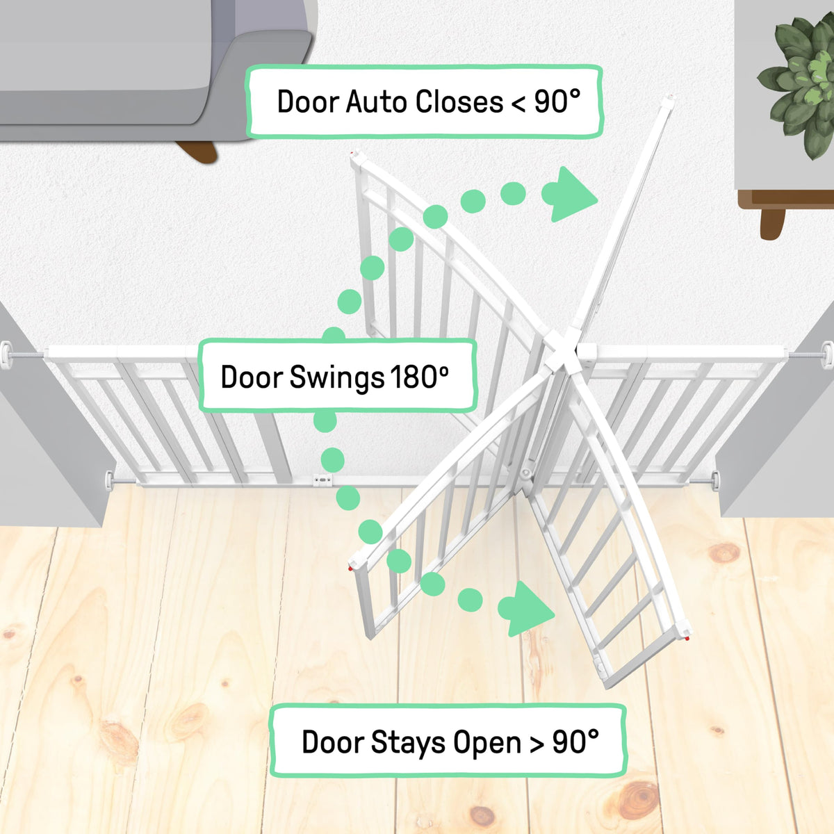 Decorative Extra Tall Baby Gate & Dog Gate (White / 28.5"-48" W x 36" H)