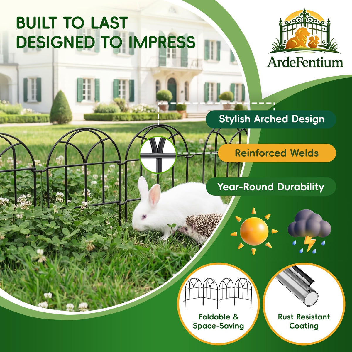 Garden Fence Panels (Black / 28 Panels - 17 in(H) X 30.33 ft(L))