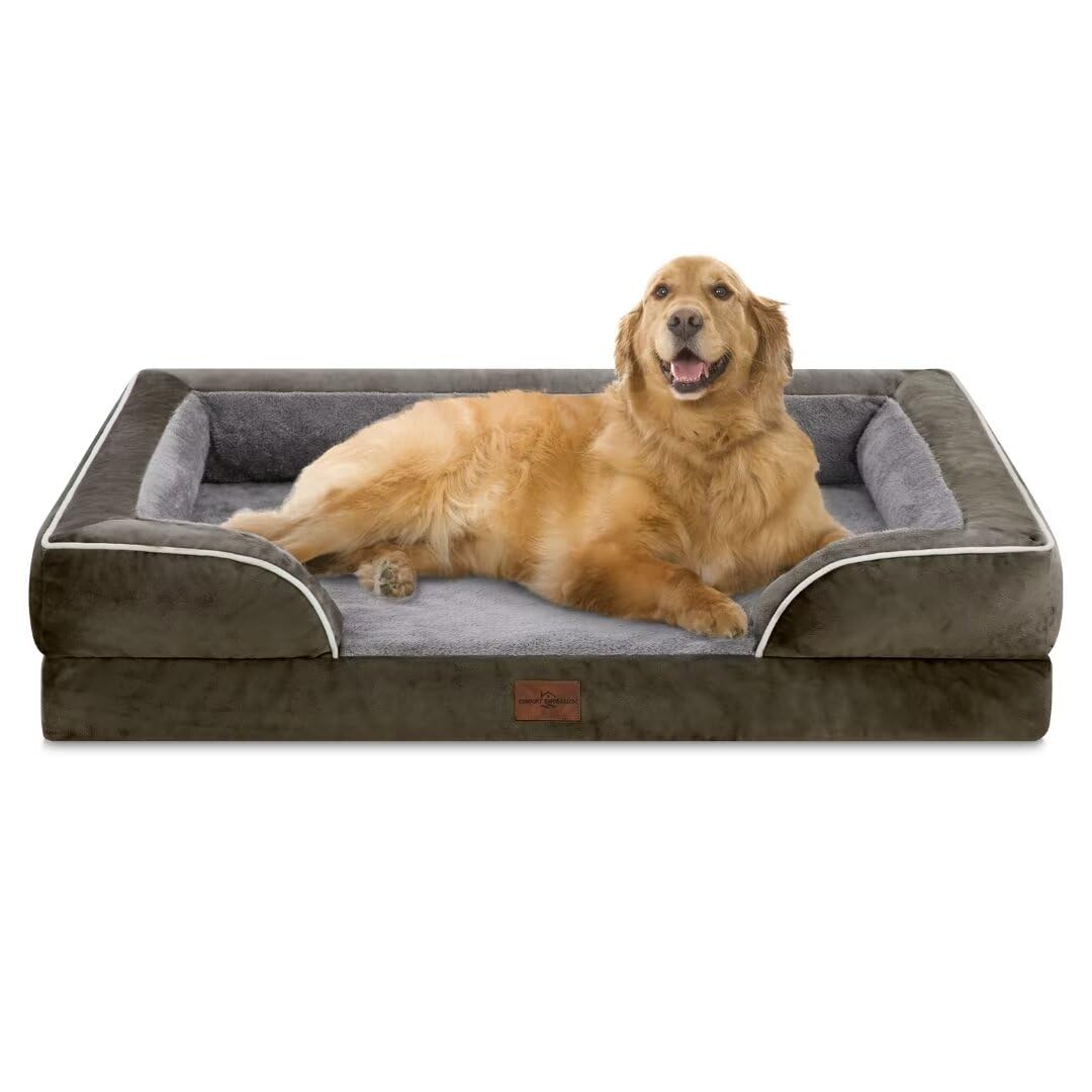 Waterproof Orthopedic Dog Bed for Extra Large Dogs (42.0"L x 30.0"W x 8.5"Th / Dark Green)
