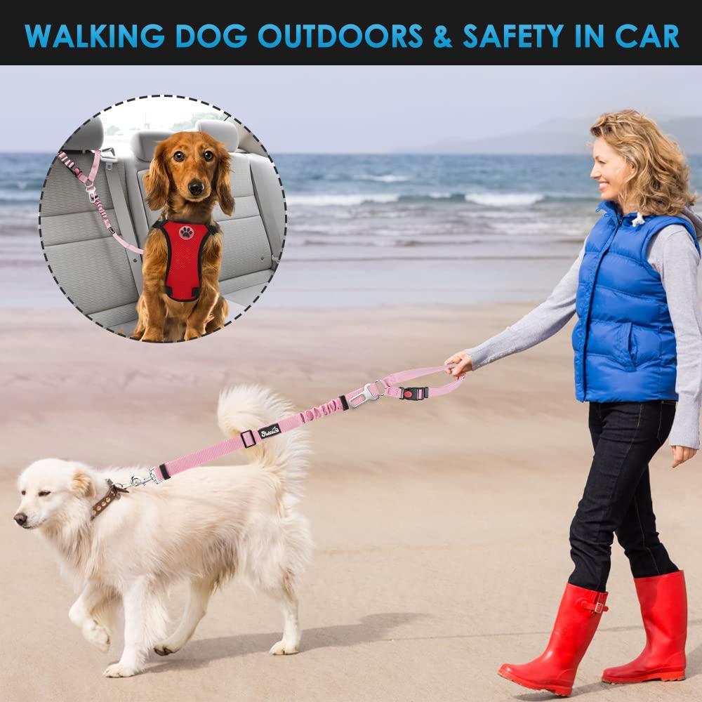 Dog Seat Belt for Car (I.Pink)