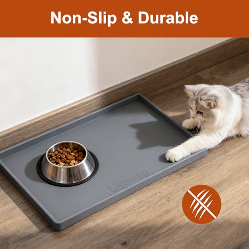19" x 12" Extra Thick Silicone Mat Waterproof with Raised Edge (Gray / 19"L x 12"W)