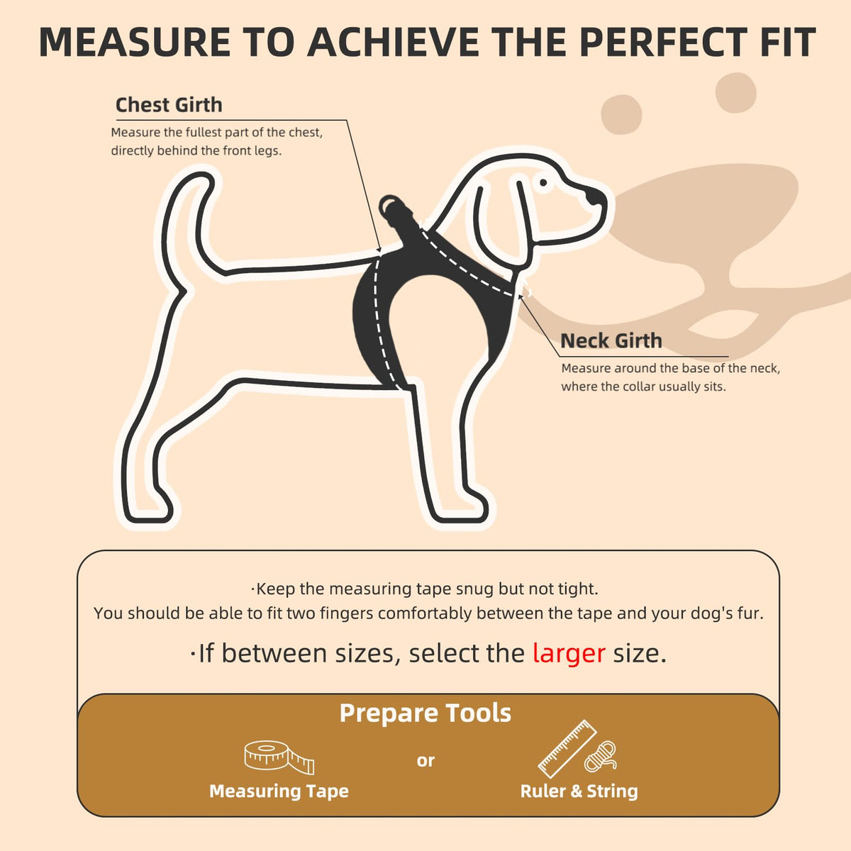 Dog Harness Collar and Leash Set No Pull for Small Medium Sized (Khaki / XS (CHEST 13"-14.5"))