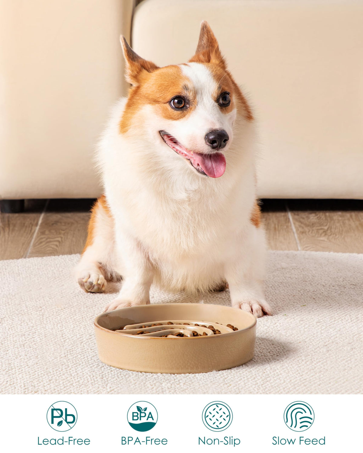 Slow Feeder Dog Bowl (Brown / 1.5 Cups)
