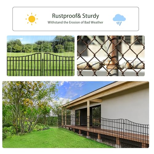 15 Panels Dog Fence Outdoor for Yard (Black / 15 Panels-32in(H)x37.9ft(L)-Concave)