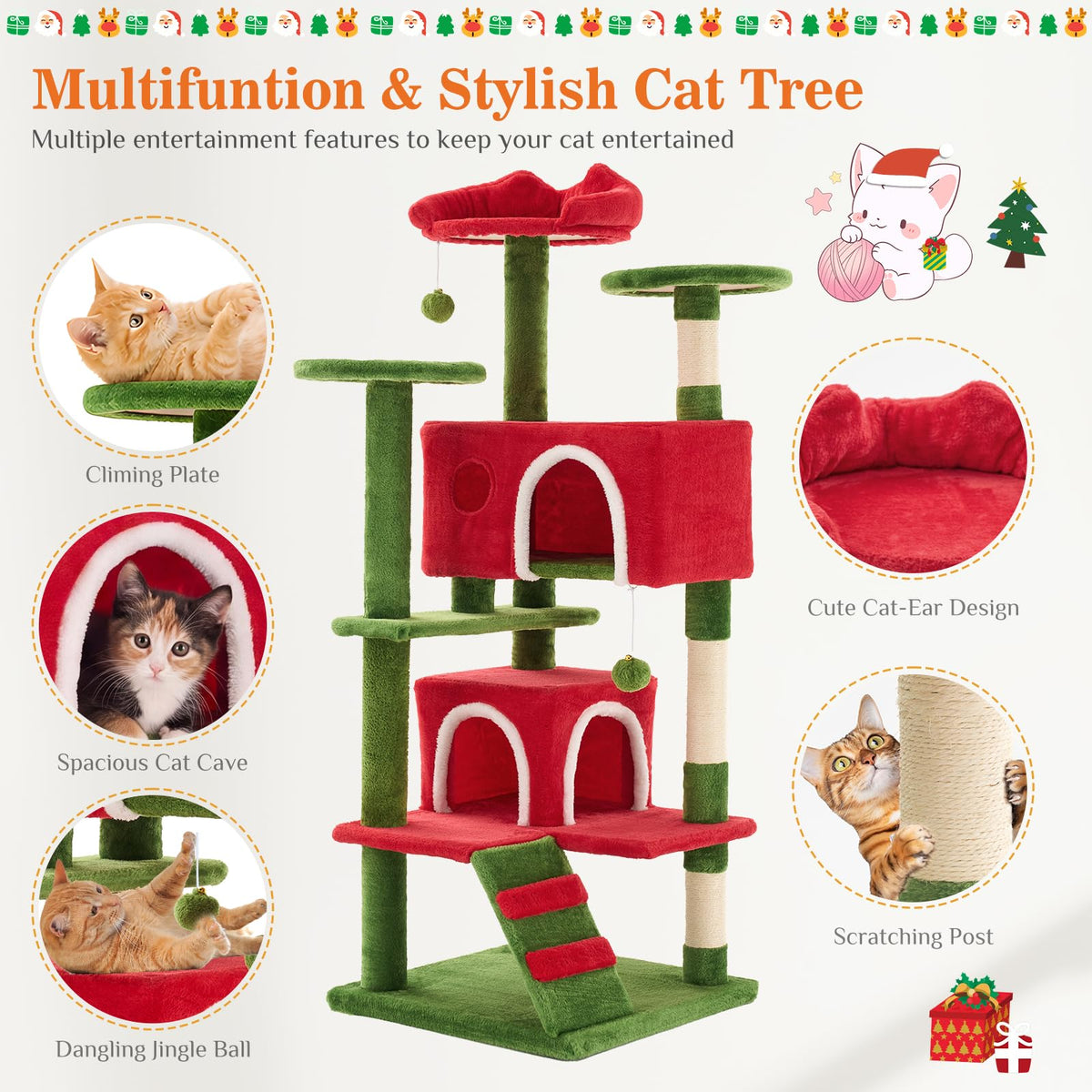 54 inch Cat Tree Tower with Scratching Posts
