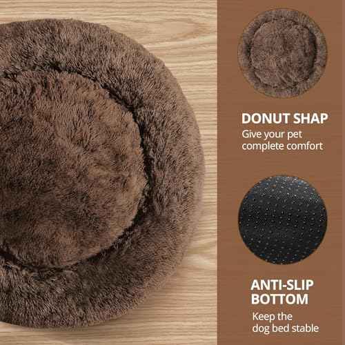 Calming Dog & Cat Bed 45" (Coffee / 45.0"L x 45.0"W x 10.0"Th)