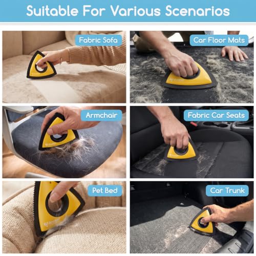 Mini Pet Hair Remover for Car Detailing Dog Hair Tool Brush (Yellow)