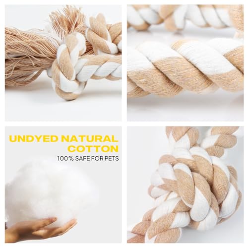 Heavy Duty Dog Rope Toys for Medium Large Dogs (White-4 Packs / Large)