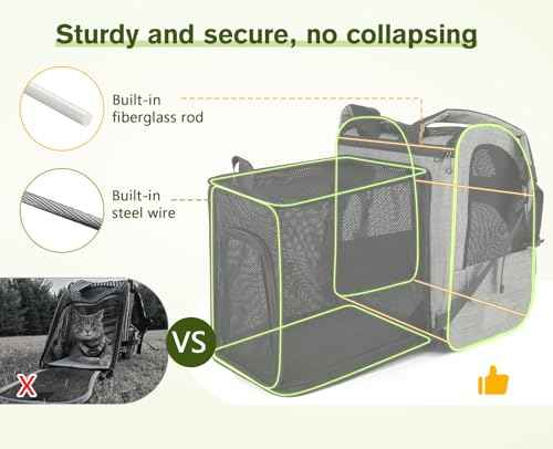 Cat Backpack with Curtain (Grey with Shade Cover / 15.4"L x 11.0"W x 19.0"H)