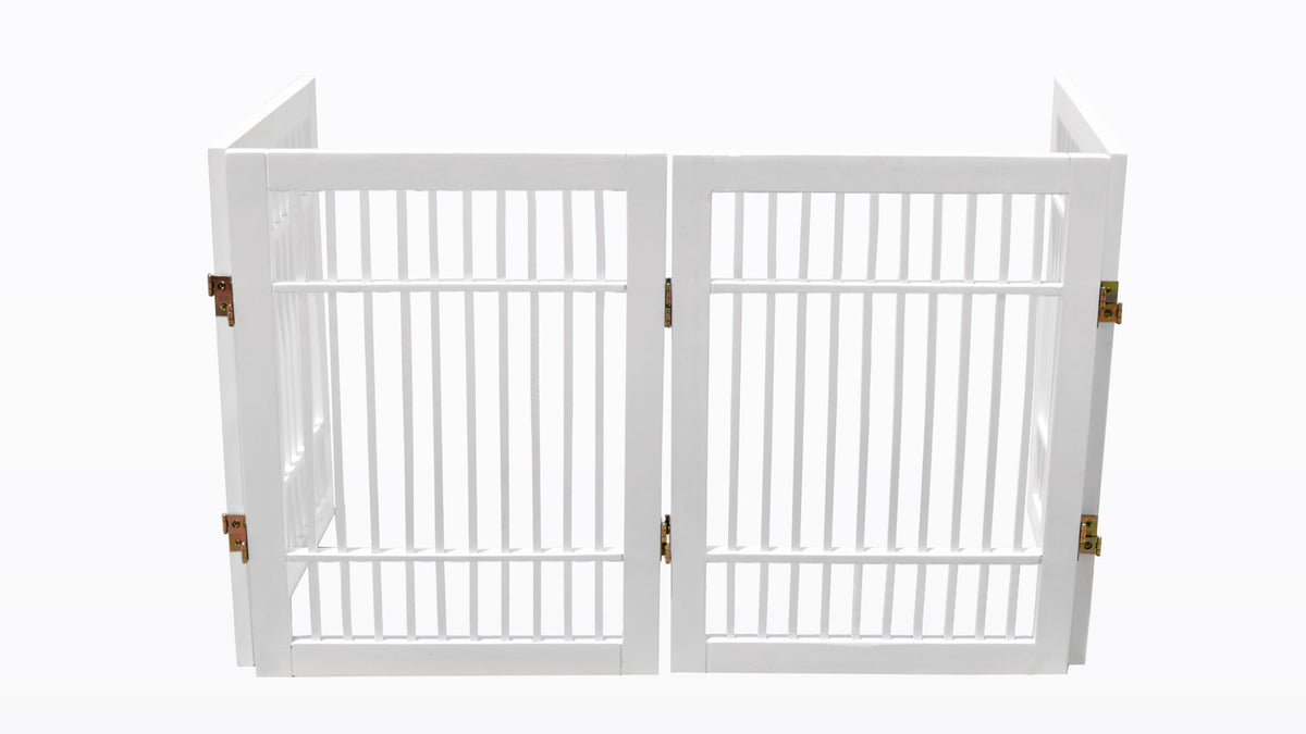 Pet Dog Gate Freestanding (4 Panel 24" Tall / White Pet Gate)