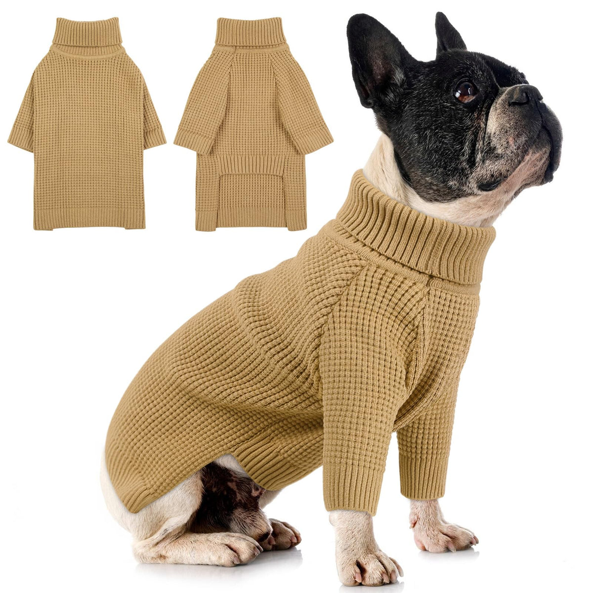 Waffle Knit Dog Sweater (Brown / X-Small)