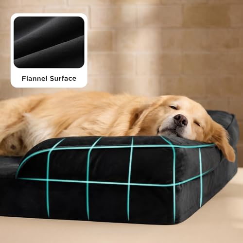 Orthopedic XXL Dog Bed Extra Large Washable Original Design (Black / 52"l X 41"w X 8"th)