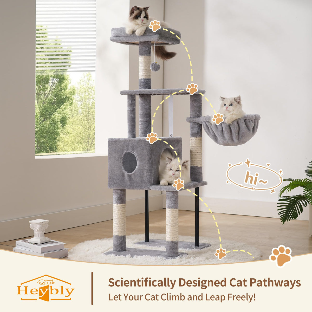 Cat Tree with Toy (Light Gray / 49.2 inch)