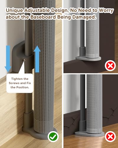 Retractable Baby Gates (Gray / 34" Tall x 55" Wide)