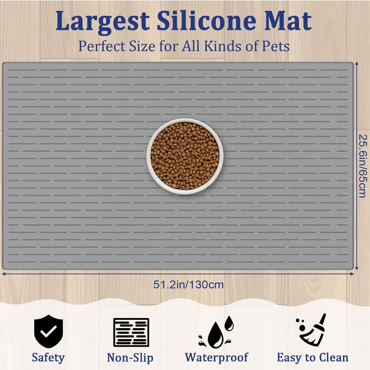 XXXXL Largest Pet Food Mat (Drak Brown / 51.2"L x 25.6"W)