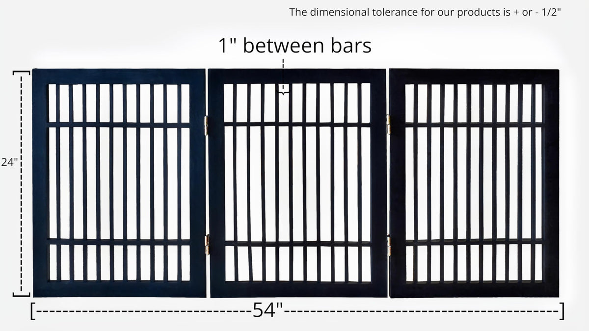 Freestanding Wooden Dog Gate (3 Panel 24" Tall / Black Pet Gate)
