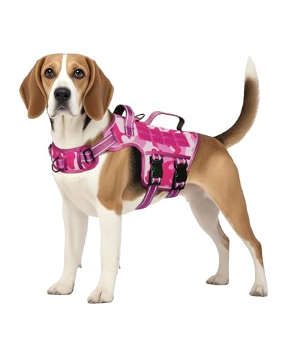 Dog Harness Medium Sized Dog (Pink Camo / M(Neck:17-23",Chest:22-32"),35-50 lbs)