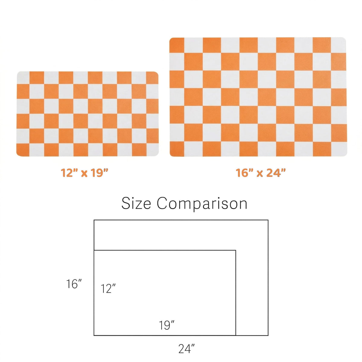 Checkered Dog Feeding Mat (24"L x 16"W / Orange)