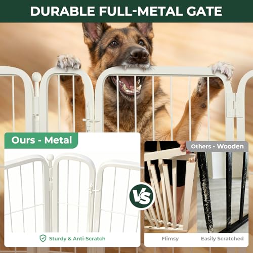 Dog Gate Extra Wide Adjustable for Openings Up to 219" (White / Up to 219" W【7 Panels + 1 Door】 / 45"H)