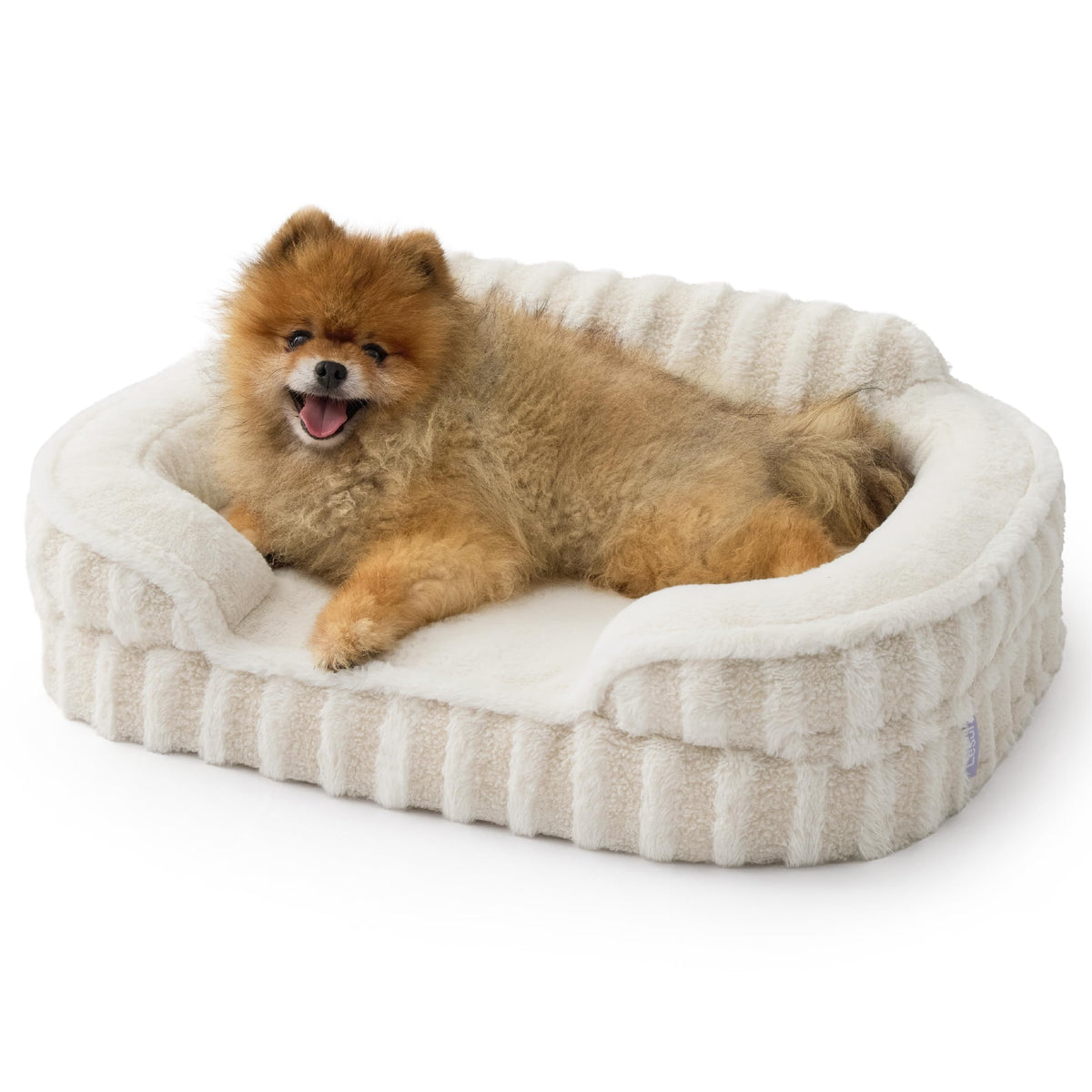 Cute Cozy High Back Orthopedic Small Dog Bed with Sides (24.0"l X 18.0"w X 6.0"th / Beige)
