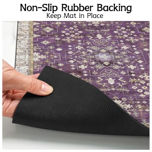 Pet Food Mats for Floor (Purple / 32"l X 24"w)