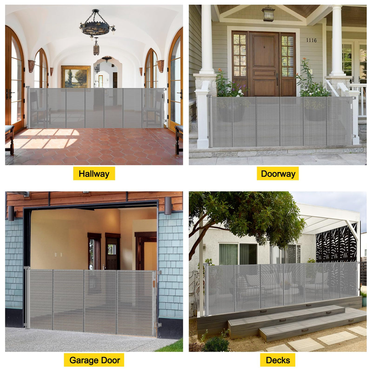 Reinforced 42" Tall x 100" Extra Wide Retractable Baby Gates for Doorways (Gray / Reinforced 42" Tall X 100" Wide)