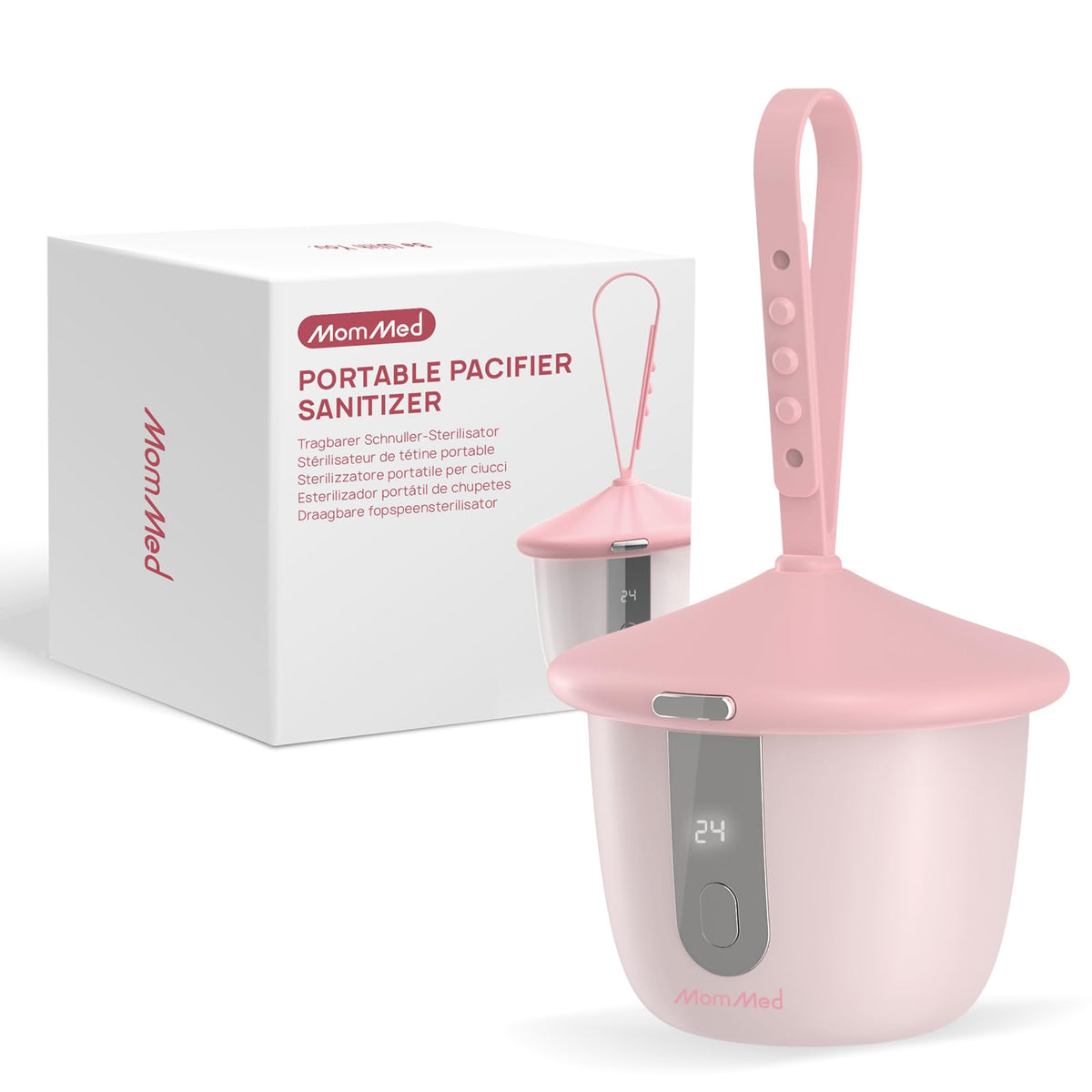 Portable Pacifier Sanitizer with Smart Display (Pink)