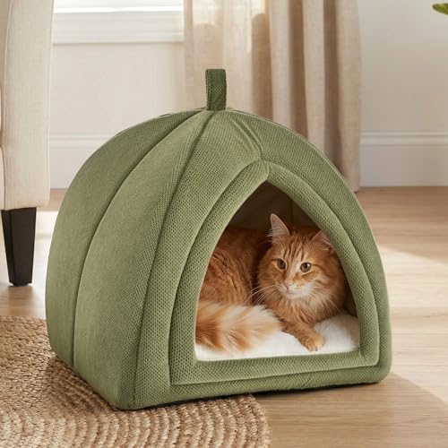 Cat Bed Cave 2 (Green / S-15"×15"×15")