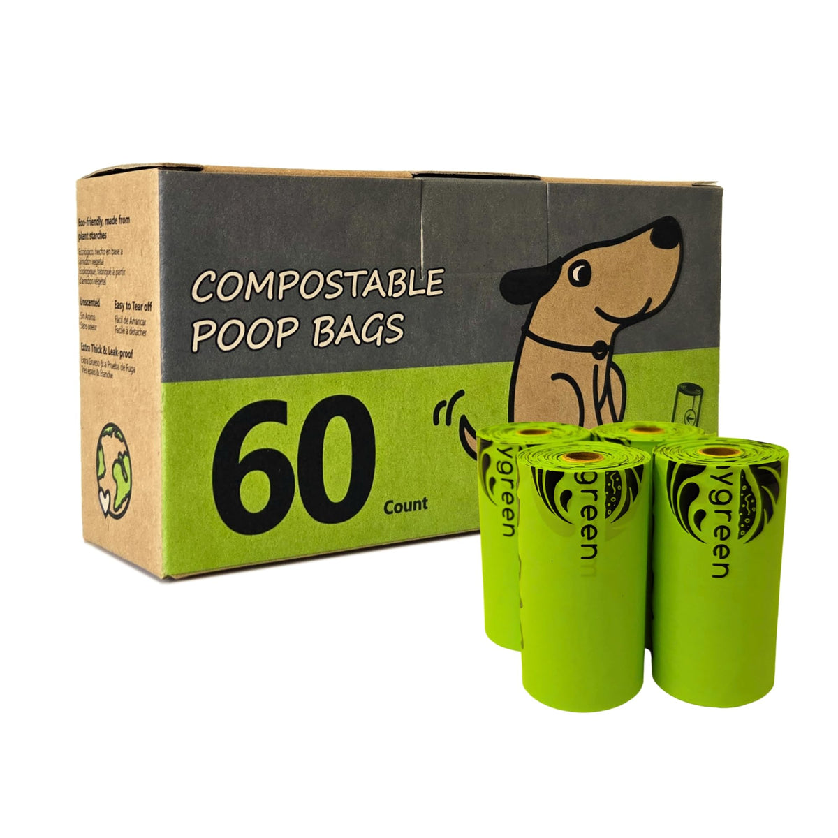 60 Count Compostable Dog Poop Bags (1 Count (Pack of 60))