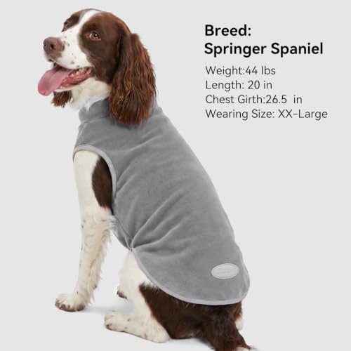 2 Pack Fleece Dog Sweater Pullover Lightweight Reflective Jacket (XX-Large / Solid Navy & Grey)
