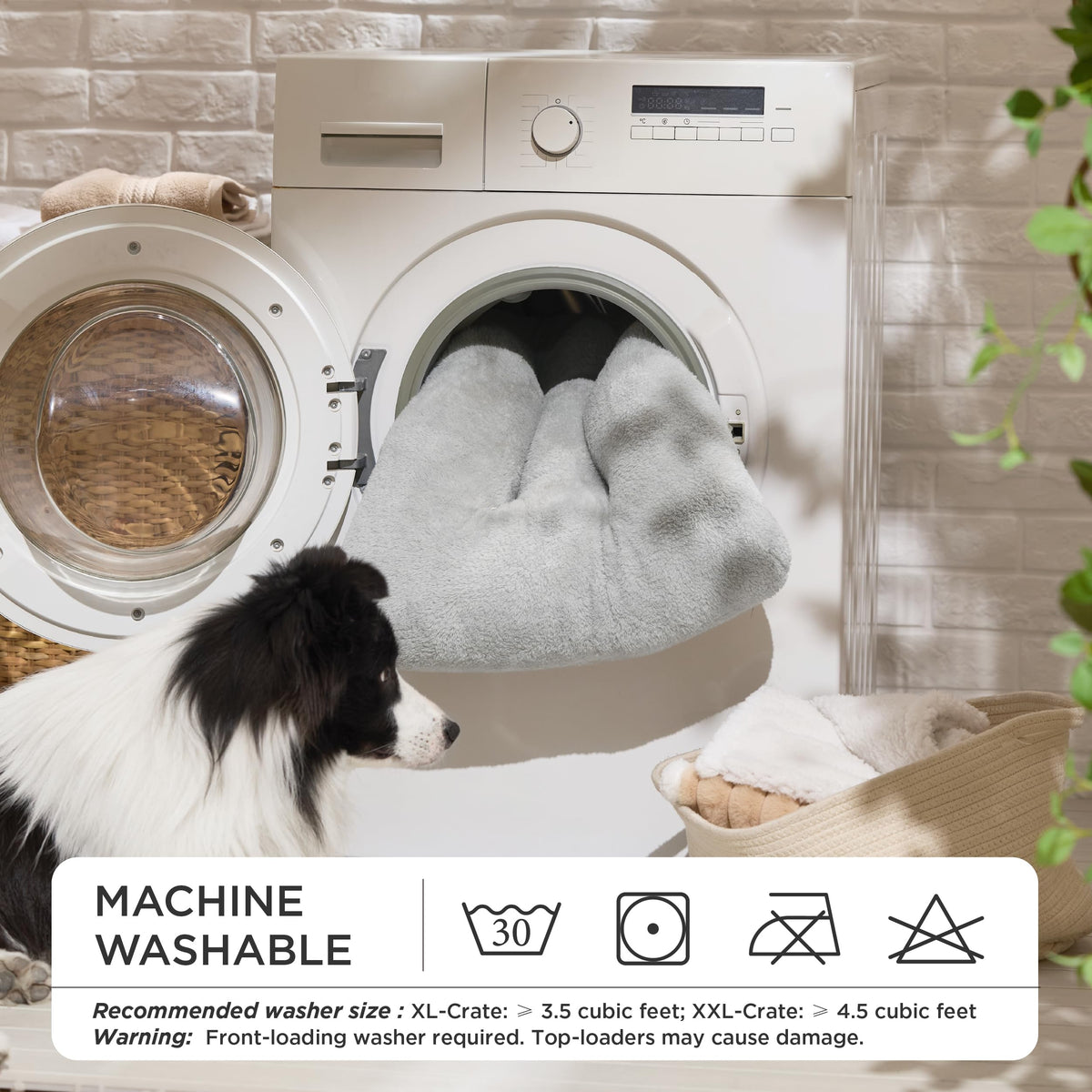 Washable XXL Dog Bed for Crate (47"L x 29"W x 3"Th (XXL-Crate) / Gray)