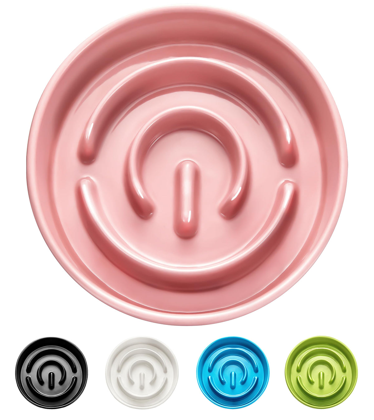 Ceramic Slow Feeder Dog Bowls (Pink / 8 Inches)
