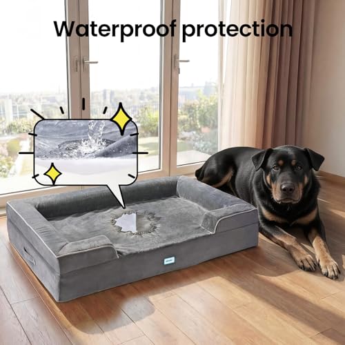 Orthopedic Extra Large Dog Bed Couch (45" x 33" x 7.5" / 01-Gray)